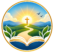 Blessing Paths logo featuring a sunrise, cross, winding path, and open book